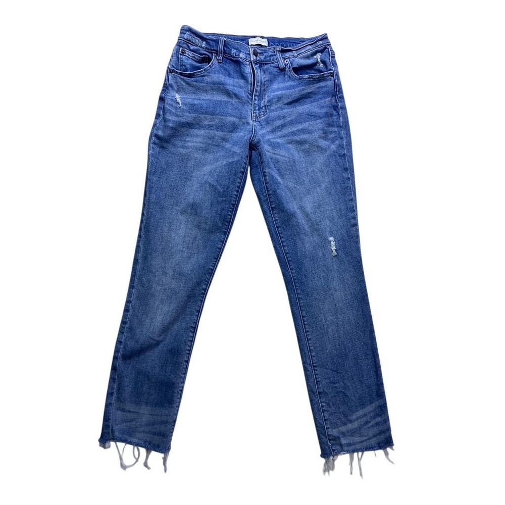 Oliver Logan Crosby Relaxed‎ Taper Jeans Womens 28 Blue Distressed Hem